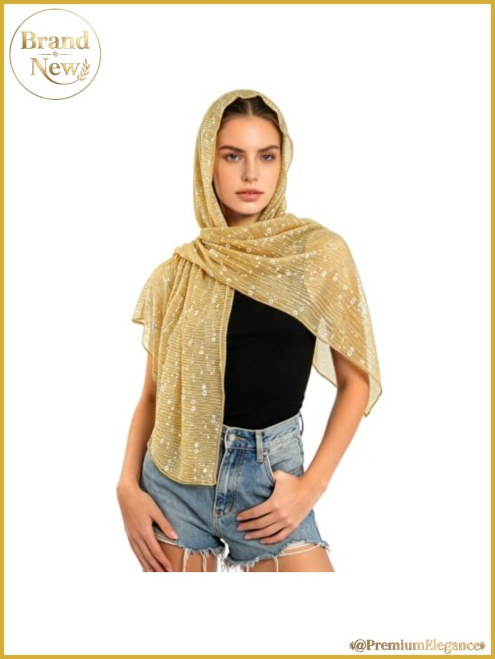 Sequin Scarf Rave Hijab Head Wrap Festival Shawl 63x30in
